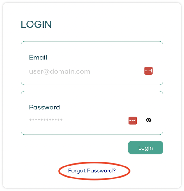 Therapy at Home Customer Portal Log in form highlighting the 'Forgot Password' link